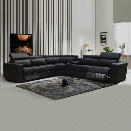 Black leather online lounge